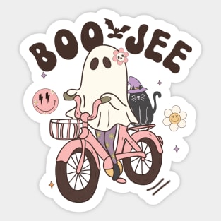 Funny Boo jee Vintage Halloween Design Groovy - Ghost Halloween Costume Present Idea For Girls Sticker